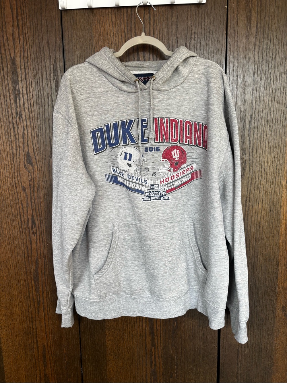 Vintage Jansport Heather Gray Hoodie | Pinstripe Bowl | Blue Devils vs Hoosiers